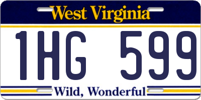 WV license plate 1HG599