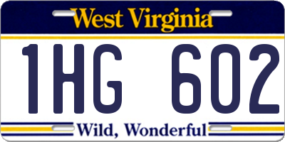 WV license plate 1HG602