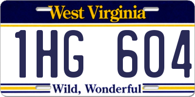 WV license plate 1HG604