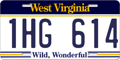 WV license plate 1HG614