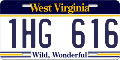 WV license plate 1HG616