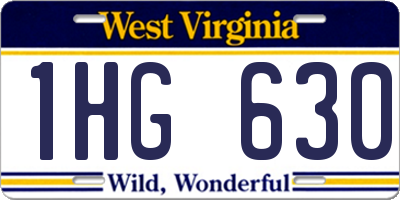 WV license plate 1HG630