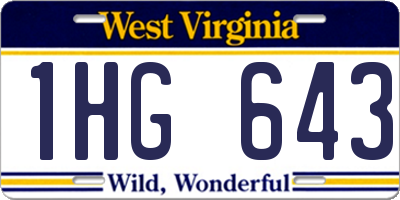 WV license plate 1HG643