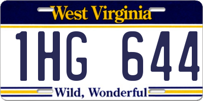WV license plate 1HG644