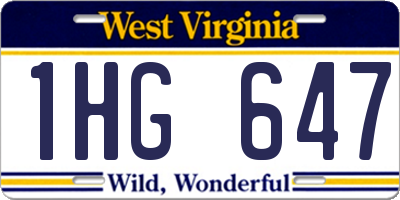WV license plate 1HG647