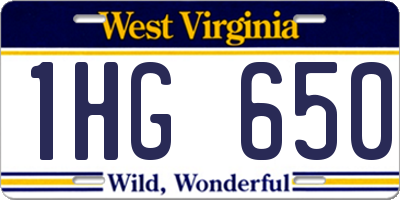 WV license plate 1HG650