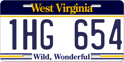 WV license plate 1HG654