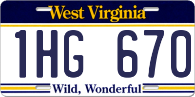 WV license plate 1HG670