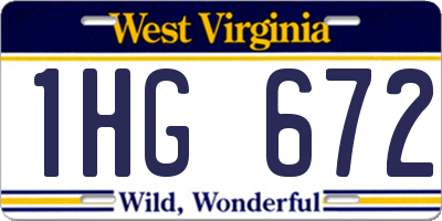 WV license plate 1HG672