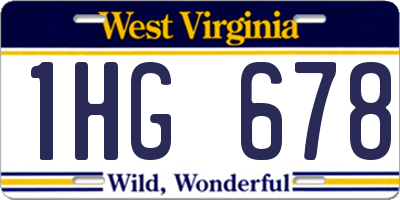 WV license plate 1HG678