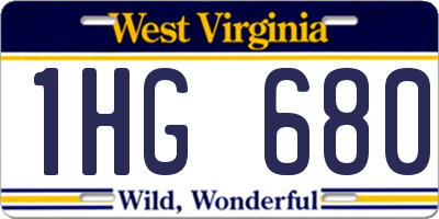 WV license plate 1HG680