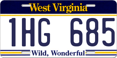 WV license plate 1HG685