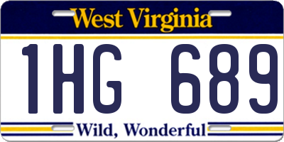 WV license plate 1HG689
