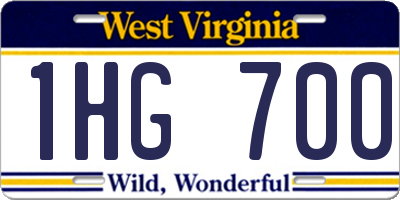 WV license plate 1HG700