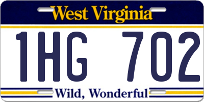 WV license plate 1HG702