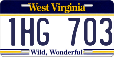 WV license plate 1HG703
