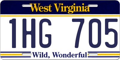 WV license plate 1HG705
