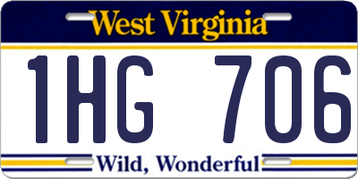 WV license plate 1HG706