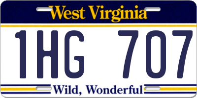 WV license plate 1HG707