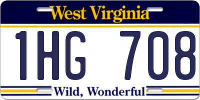 WV license plate 1HG708