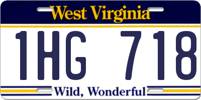 WV license plate 1HG718