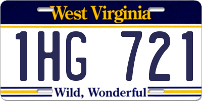 WV license plate 1HG721