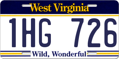 WV license plate 1HG726