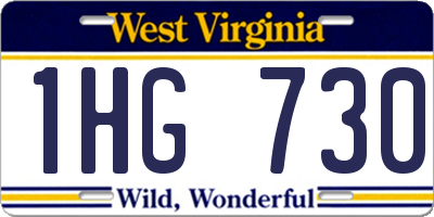WV license plate 1HG730