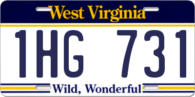 WV license plate 1HG731