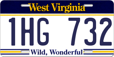 WV license plate 1HG732