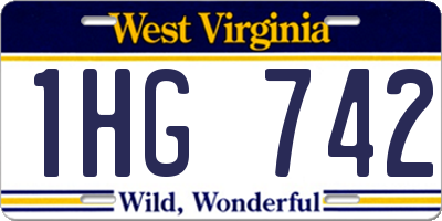 WV license plate 1HG742
