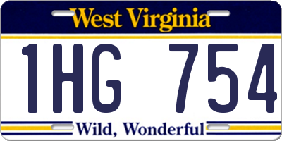 WV license plate 1HG754