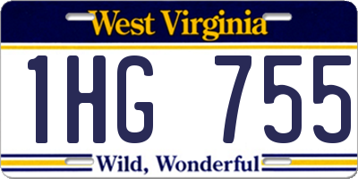 WV license plate 1HG755