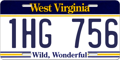 WV license plate 1HG756