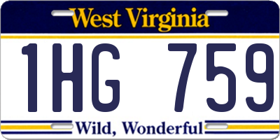WV license plate 1HG759