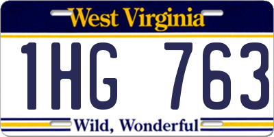 WV license plate 1HG763