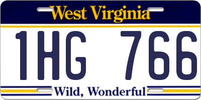 WV license plate 1HG766