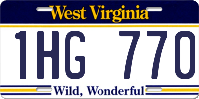 WV license plate 1HG770
