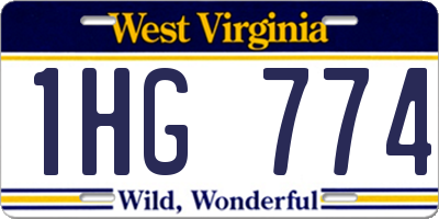 WV license plate 1HG774