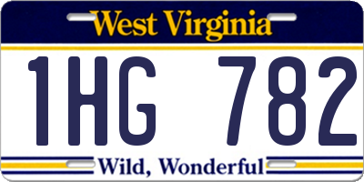 WV license plate 1HG782