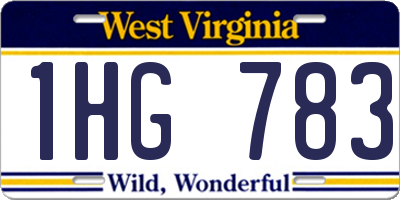 WV license plate 1HG783