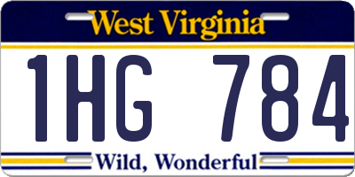 WV license plate 1HG784