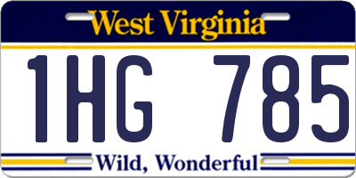 WV license plate 1HG785