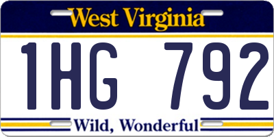 WV license plate 1HG792