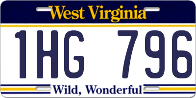 WV license plate 1HG796