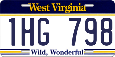 WV license plate 1HG798