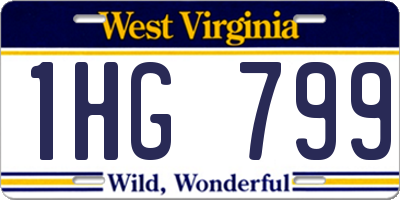 WV license plate 1HG799