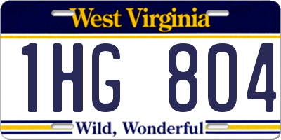 WV license plate 1HG804