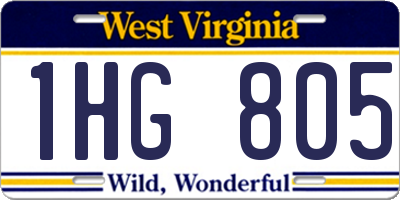 WV license plate 1HG805