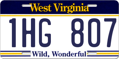 WV license plate 1HG807